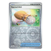A single Pokémon trading card for the Sacred Ash item, shown front-facing on a plain white background. The card has a silver-gray border, the text 'Sacred Ash' at the top, artwork of a glowing sack and orb in the center, and game text and a blue action text box near the bottom.