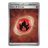 A Pokémon Trading Card Game 'Basic Energy' card from the Silver Tempest expansion, featuring a red and black fire icon on a red geometric background with a silver border.