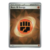 A Pokémon Trading Card Game Basic Energy card, featuring a silver border, an orange and black fist icon, and a brown geometric background.