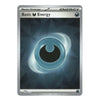 A single Pokémon trading card for Basic Energy, featuring a metallic silver border and a central blue and black eye-like graphic on a white background.