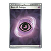 A Pokémon TCG Basic Energy card from the 2024 TCG Reveal, featuring a purple and black eye graphic on a dark geometric background with a silver border.