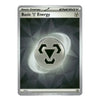 A Pokémon TCG Basic Energy card from the Silver Tempest expansion, featuring a silver border and a dark gray geometric background with a glowing silver orb and black symbol.