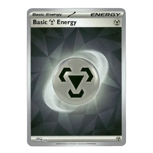 A Pokémon TCG Basic Energy card from the Silver Tempest expansion, featuring a silver border and a dark gray geometric background with a glowing silver orb and black symbol.
