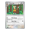 A single Pokémon trading card for Watchog, a Stage 1 Pokémon from the Emerald Gardens expansion. The card features a silver border, a central illustration of the monkey character in a forest, and text detailing its 'Focus Energy' and 'Hyper Fang' abilities.
