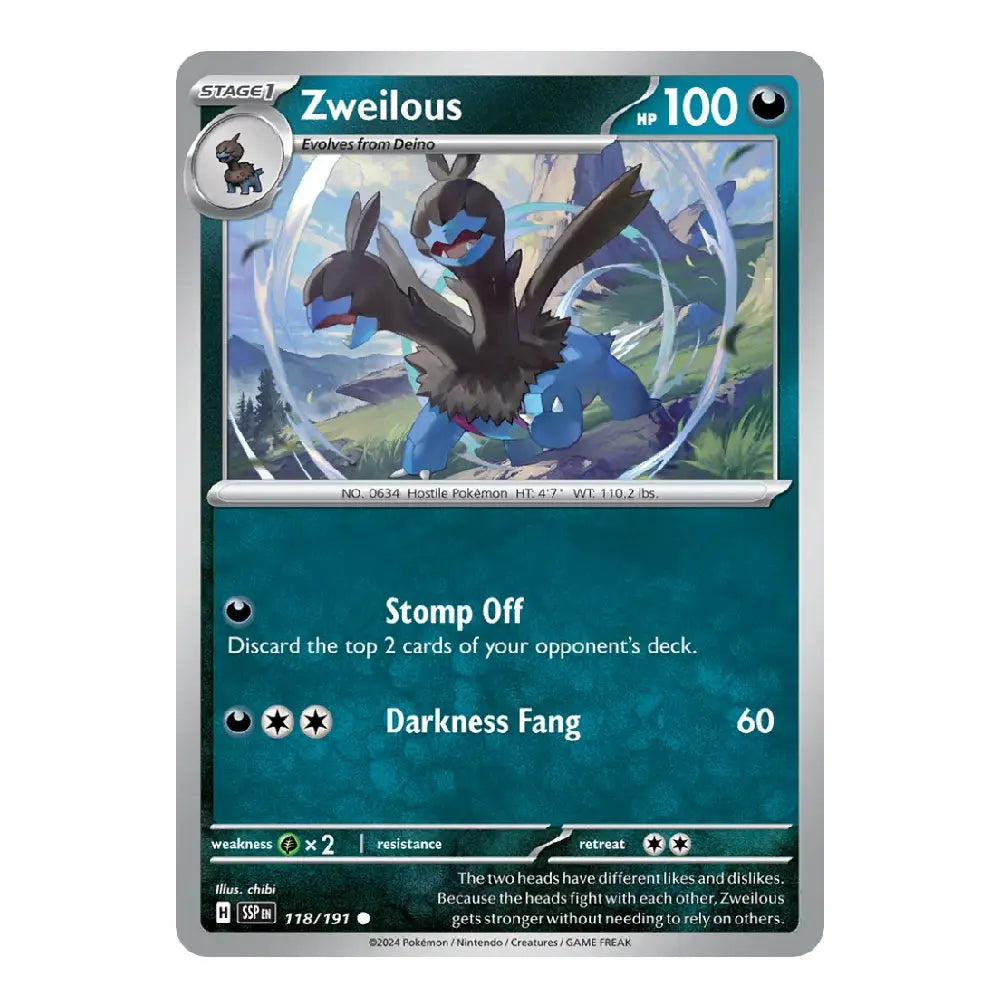 Zweilous Common 118/191 Surging Sparks English Pokémon Card