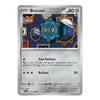 A single Pokémon trading card for Bronzor, shown flat against a plain white background. The card has a silver border, blue and teal artwork of the character in an ornate room, and printed text including 'Bronzor', '80', 'Iron Defense', and 'Rollout'.