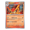 A single Pokémon trading card for Centiskorch from the Eevee expansion, featuring a fiery red and orange creature illustration, orange text boxes, and a silver border on a plain white background.