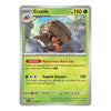 A single Pokémon trading card for Crustle from the 2013 Platinum Holo Hoop set, featuring a silver border, green and yellow-green background, and character artwork of a rock creature.