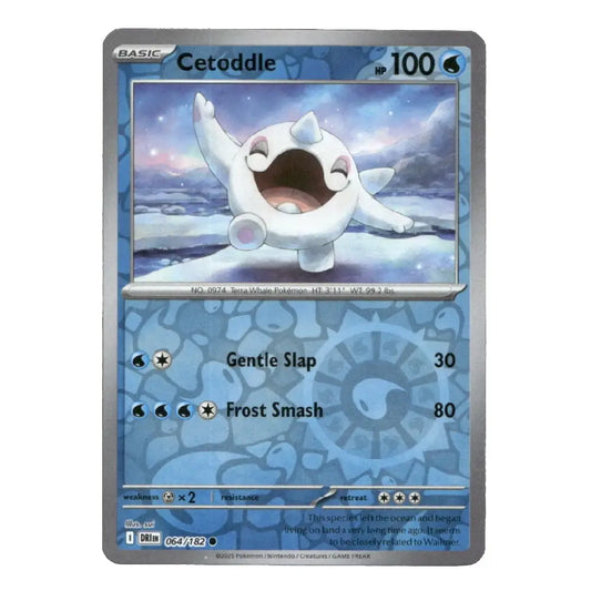 A single Pokémon trading card for Cetoddle from the Basic set, featuring a silver border, blue icy background graphics, and artwork of a white creature on a snowy landscape.