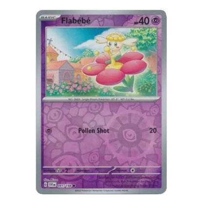 A single Pokémon trading card featuring Flabbé from the Basic set, with a purple card frame and an illustration of the flower fairy in the center.