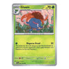 A single Pokémon trading card for Gloom from the Eevee expansion, featuring a green and yellow gradient card face with artwork of a blue flower with orange-brown leaves. The card is shown on a plain white background.