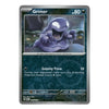 A single Pokémon trading card for Grimer from the Basic set, shown against a plain white background. The card features a dark teal patterned background, a central illustration of the purple Grimer character, and game text including 'Gummy Press' and '10'.