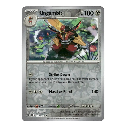 A single Pokémon trading card for Kingambit from the XY Evolutions set, featuring artwork of the character in a pond and a silver card border.