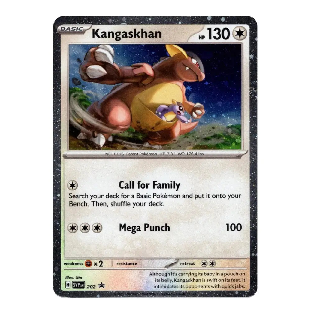 A single Pokémon trading card for Kangaskhan from the XY Evolutions set, shown against a plain white background. The card features artwork of Kangaskhan carrying Cilan under a starry night sky, with card text and stats visible.