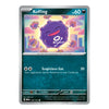 A single Pokémon trading card for Koffing from the Basic set, shown against a plain white background. The card features a dark teal lower section, a colorful central illustration of a purple gas bubble character, and silver-gray border details.