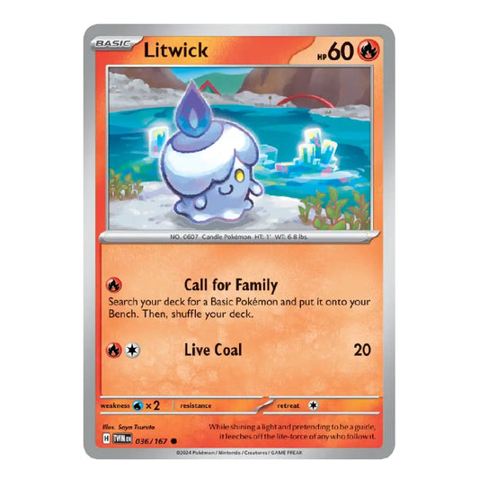 A single Pokémon trading card for the character Litwick from the Basic Set, shown against a plain white background.