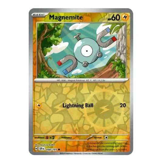 A single Pokémon trading card for Magnemite from the XY Evolutions set, featuring artwork of the blue magnet Pokémon and a yellow lightning-themed card face.