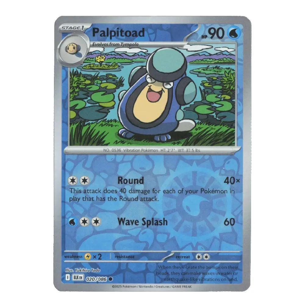 A holographic Pokémon trading card of the Palpitorod from the XY Evolutions set, featuring a blue water-themed background and the character illustration in the center.