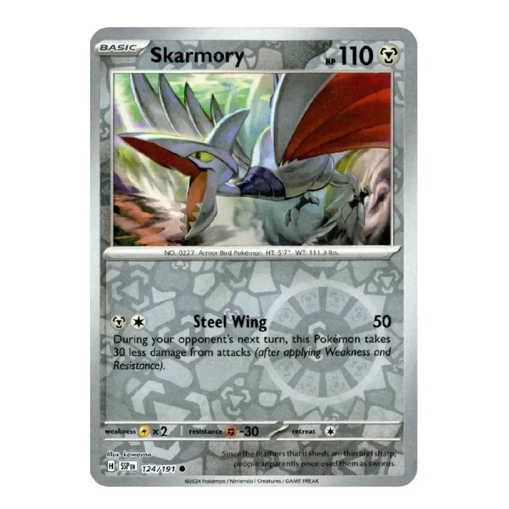 Skarmory Common 124/191 Surging Sparks English Pokémon Reverse Holo Near Mint
