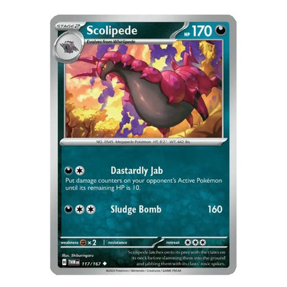 A single Pokémon trading card for Scopileade from the Ho-Oh Expansion, featuring a silver border, teal text boxes, and colorful artwork of the pink and gray creature in a fiery landscape.