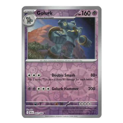 A single Pokémon trading card featuring Golurk, shown against a plain white background. The card has a purple and gray design with an illustration of the Golurk character in the center.