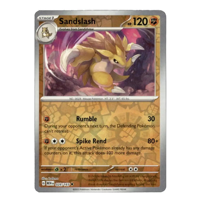 Sandslash Uncommon 028/165 Scarlet & Violet 151 English Pokémon Reverse Holo Near Mint/Mint