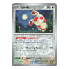 A single Pokémon trading card for Spinda, shown against a plain white background. The card has a silver border, the Pokémon logo in the top left, and artwork of a red-and-white rabbit under a moonlit sky in the center.