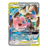 A Pokémon trading card featuring Mega Lopunny and Jigglypuff, with a black border, colorful artwork, and yellow and blue text accents. The card is centered on a plain white background.