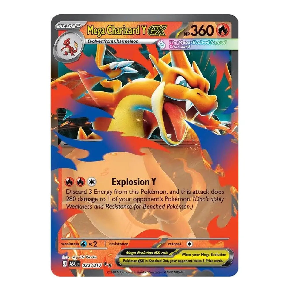 Mega Charizard Y ex Double Rare 022/217 Ascended Heroes English Pokémon Holofoil Near Mint