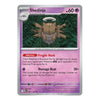A single Pokémon trading card for Shedinja, a Stage 1 Pokémon from the 2014 TCG Reunion set. The card features a silver border, a pink-purple background, and artwork of a brown and beige husk-like creature in green foliage.