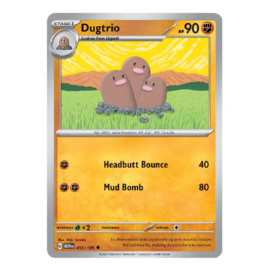 Dugtrio Uncommon 051/165 Scarlet & Violet 151 English Pokémon Card