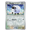 A single Pokémon trading card for Wooloo from the Basic set, shown against a plain white background. The card features a silver border, a central illustration of a fluffy white sheep with black legs and face, and game text including 'Knock Over' and HP 70.