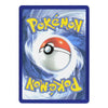 A Pokémon card sleeve or card back featuring the Pokémon logo in yellow at the top and bottom, with a red-and-white Poké Ball centered over a blue swirling background.