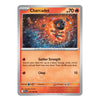 A single Charcadet Pokémon trading card from the Fire-Charcadet set, featuring a silver border, orange text boxes, and a colorful illustration of a fiery black-and-orange creature.