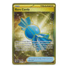 Rare Candy Pokémon Trainer Item card featuring a blue wrapped candy on a sparkling gold holo background with official card artwork and game text.