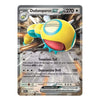 A single Pokémon trading card for Dudunsparce EX, shown flat against a plain white background. The card features a large yellow and teal bird-like creature with a red mouth, and printed game text and stats around it.