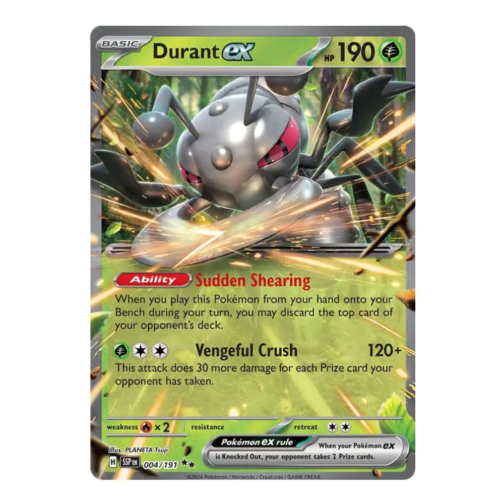 A single Pokémon trading card for Durant EX from the EX Pokémon TCG, featuring artwork of the Pokémon in a dynamic pose with sparks, on a white background.