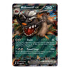 A single Pokémon trading card for Mabosstiff EX, shown against a plain white background. The card features artwork of a large predatory creature with dark gray fur, white markings, and an orange nose, with green text boxes and multicolored abstract background effects.