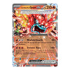 A single Pokémon trading card for Heartflame Mask Ogerpon EX, featuring red and orange artwork, attack text, and a clean white background around the card.