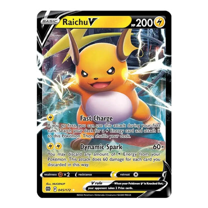 A single Pokémon trading card featuring Raichuu from the XY Evolutions set. The card shows Raichuu in a yellow and orange electric form with a white belly, surrounded by lightning effects, and the card frame includes black, yellow, blue, and white areas.