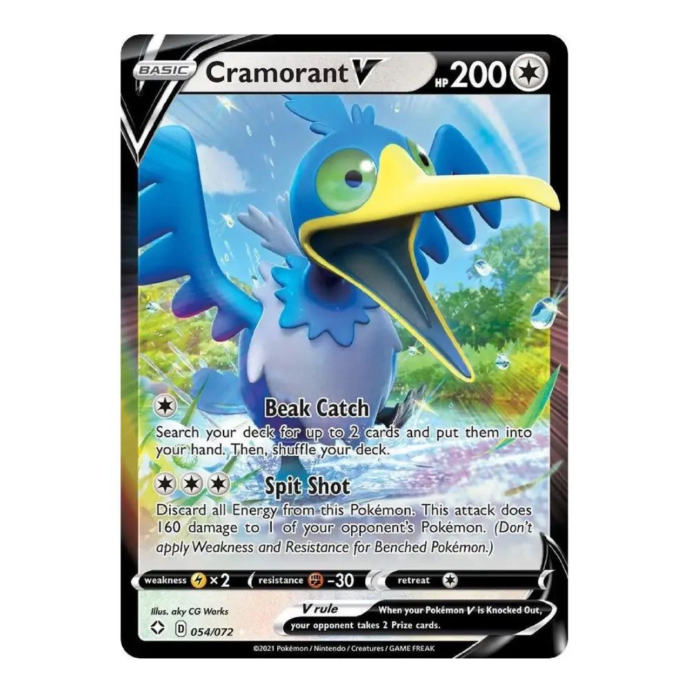 A single Pokémon trading card featuring Cramoran V from the Basic set, with the character artwork, stats, and card border visible against a plain light background.