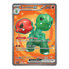 A single Pokémon trading card featuring Scovillain EX from the Eevee expansion, with artwork of a split green and red creature on an orange background, shown against a plain white backdrop.