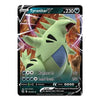 A single Pokémon trading card for Tyranitar V, shown against a plain white background. The card features a large light green Tyranitar illustration with dark blue accents, black border elements, and game text including HP 230 and move names Hammer In and Land Crush.