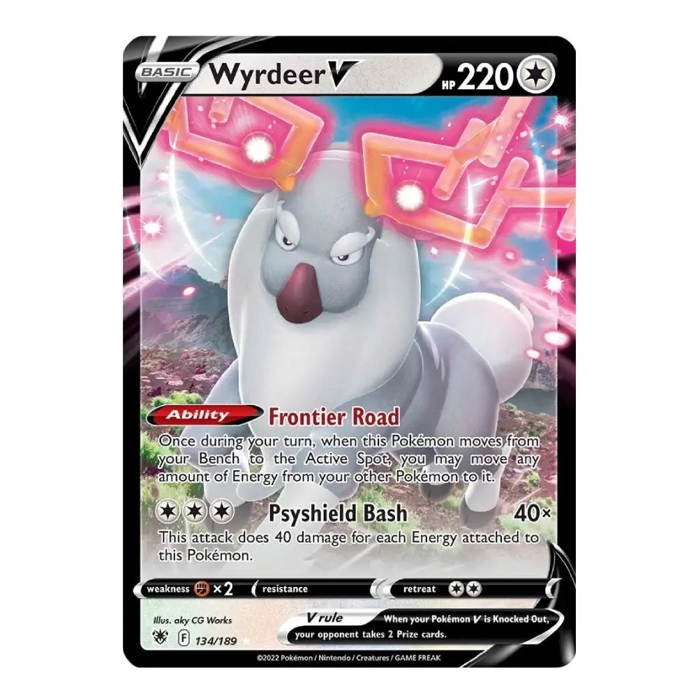 A single Pokémon trading card featuring Wyrded V, a gray Pokémon with glowing pink energy effects, shown on a plain white background.