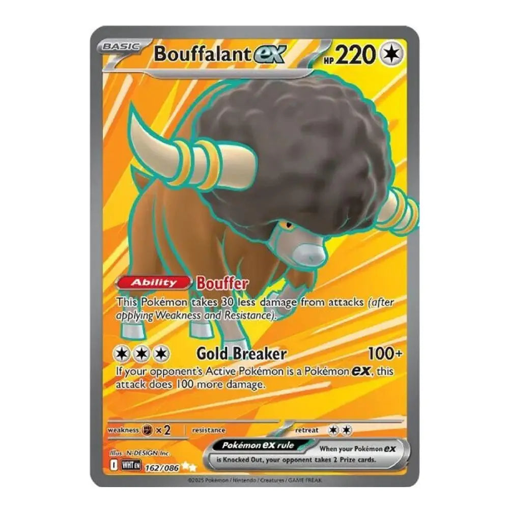 A single Pokémon trading card featuring Bouffalant ex, shown against a plain white background. The card has a yellow-orange gradient background with a large illustration of the character, a gray border, and visible Pokémon GX branding at the bottom.