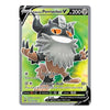 A single Pokémon trading card featuring Galarian Perrserker V, shown against a plain white background. The card has a gray border, green and yellow gradient artwork, and black/white/gray character art with orange eyes.