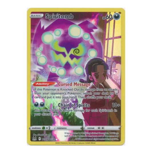 A single Spiritomb Pokémon trading card from the Basic set, featuring a purple and green Spiritomb illustration, character artwork, and a yellow border on a white background.