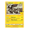 A Pokémon Zekrom trading card from the Basic set, featuring a bright yellow border, detailed illustration of the dragon, and game text including 'Field Crush' and 'White Thunder'.