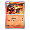 A single Pokémon trading card for Charmeleon, shown flat against a plain white background. The card has a silver border, orange and red text areas, and artwork of a fire-type creature with flames.