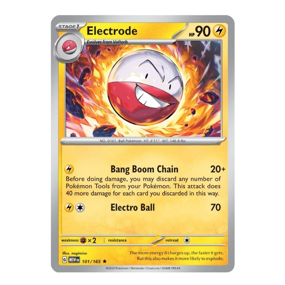 A single Pokémon trading card for Electrode from the XY Evolutions set, featuring artwork of Electrode surrounded by flames on a yellow card face with a silver border.